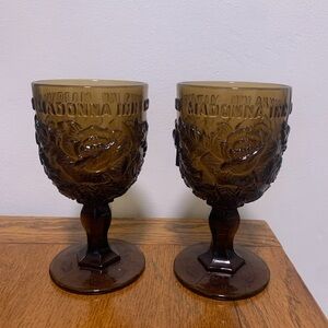 Vintage Madonna Inn Brown Goblet Set of 2
